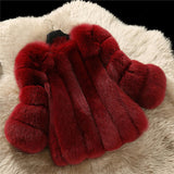 Fashion Silver Fox Real Fur Coat Thick Warm Blue