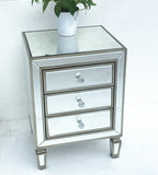 Panana Mirrored Bedside Cabinet/Bedside Table/Chest of 3 Drawers Bedroom Nightstand