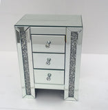 Panana Mirrored Bedside Cabinet/Bedside Table/Chest of 3 Drawers Bedroom Nightstand