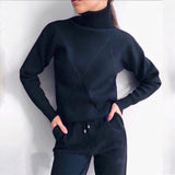 MVGIRLRU Woman Sweater Suits Casual  Knit Tracksuit