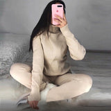 MVGIRLRU Woman Sweater Suits Casual  Knit Tracksuit
