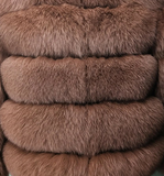Fashion Silver Fox Real Fur Coat Thick Warm Blue