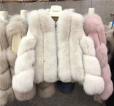 ZDFURS* new arrival women winter thick fur coat real fox