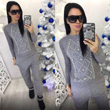 Knitted tracksuit for women Hooded Sweater Casual knitted