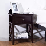 Giantex Nightstand End Bedside Table Drawer Storage Room