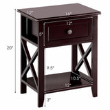Giantex Nightstand End Bedside Table Drawer Storage Room