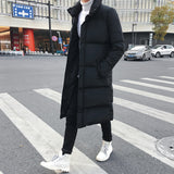 Mens Long Down Jacket Coat Luxury Brand Winter Solid
