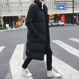 Mens Long Down Jacket Coat Luxury Brand Winter Solid