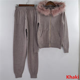 MVGIRLRU Female Knitted suits zipper sweater 2piece