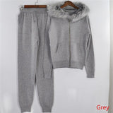 MVGIRLRU Female Knitted suits zipper sweater 2piece