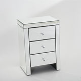 Panana Mirrored Bedside Cabinet/Bedside Table/Chest of 3 Drawers Bedroom Nightstand