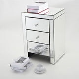 Panana Mirrored Bedside Cabinet/Bedside Table/Chest of 3 Drawers Bedroom Nightstand